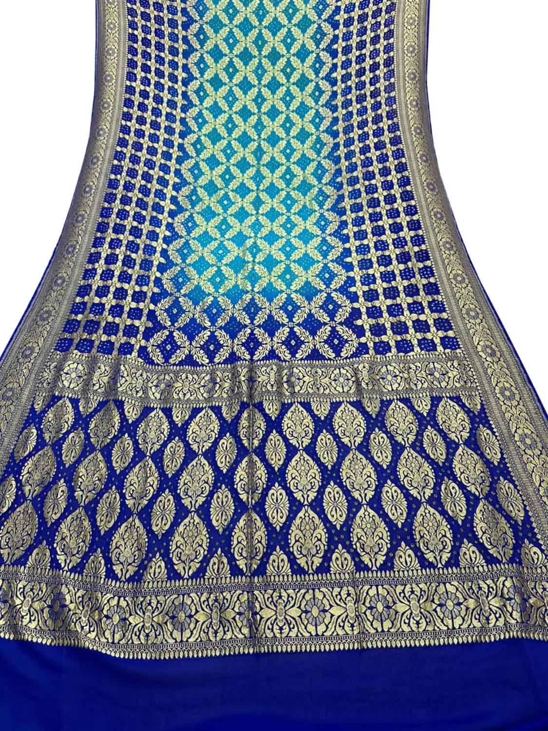 Blue Banarasi Bandhani Pure Georgette Saree - Luxurion World
