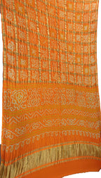 Yellow Checks Bandhani Pure Gajji Silk Gharchola Saree - Luxurion World