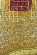 Maroon And Pastel Checks Bandhani Pure Gajji Silk Gharchola Saree - Luxurion World