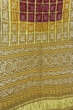 Maroon And Pastel Checks Bandhani Pure Gajji Silk Gharchola Saree - Luxurion World