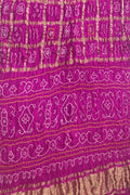 Purple Checks Bandhani Pure Gajji Silk Gharchola Saree - Luxurion World
