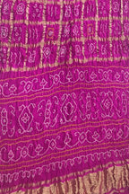 Purple Checks Bandhani Pure Gajji Silk Gharchola Saree - Luxurion World