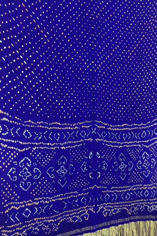 Blue Bandhani Pure Gajji Silk Saree