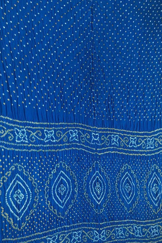 Blue Bandhani Pure Gajji Silk Saree