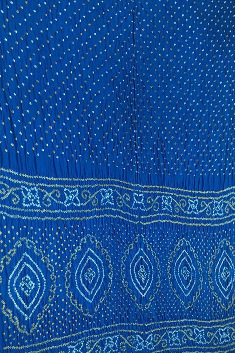 Blue Bandhani Pure Gajji Silk Saree - Luxurion World