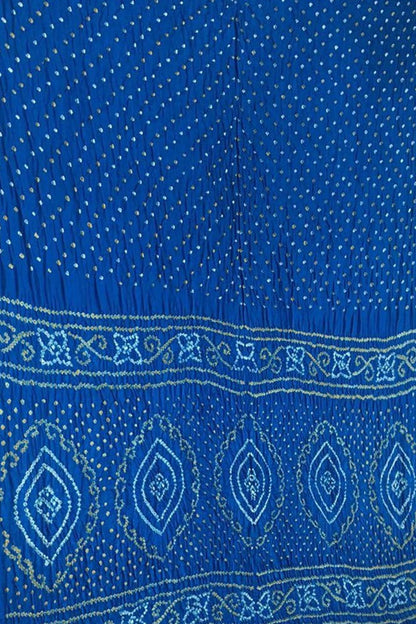 Blue Bandhani Pure Gajji Silk Saree - Luxurion World