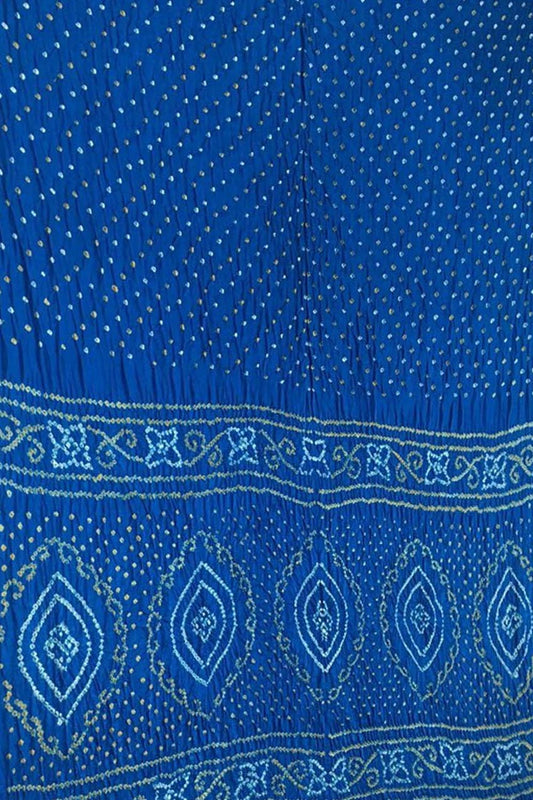 Blue Bandhani Pure Gajji Silk Saree - Luxurion World