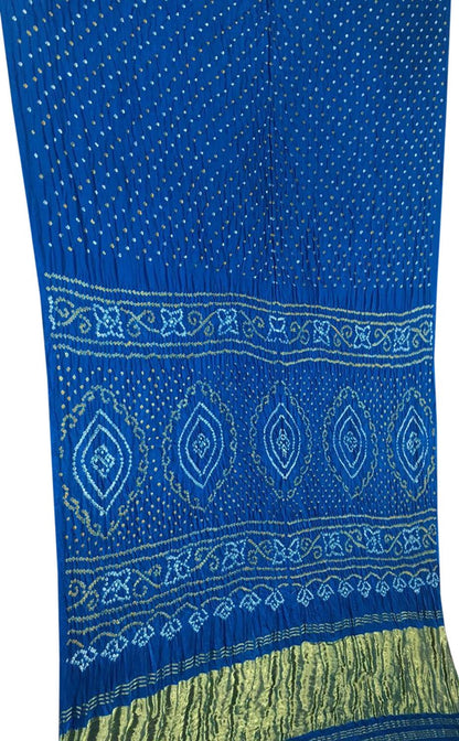 Blue Bandhani Pure Gajji Silk Saree - Luxurion World