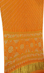 Yellow Bandhani Pure Gajji Silk Saree - Luxurion World