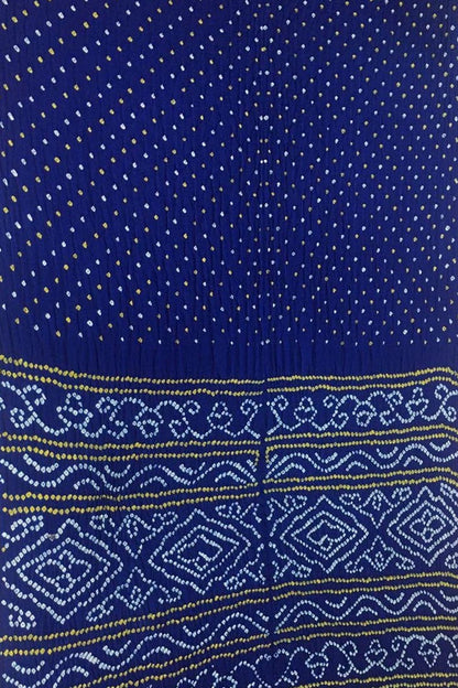Blue Bandhani Pure Gajji Silk Saree - Luxurion World