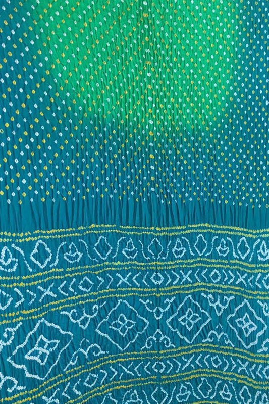 Green Bandhani Pure Gajji Silk Saree - Luxurion World