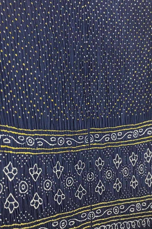 Grey Bandhani Pure Gajji Silk Saree - Luxurion World