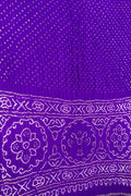 Purple Bandhani Pure Gajji Silk Saree - Luxurion World