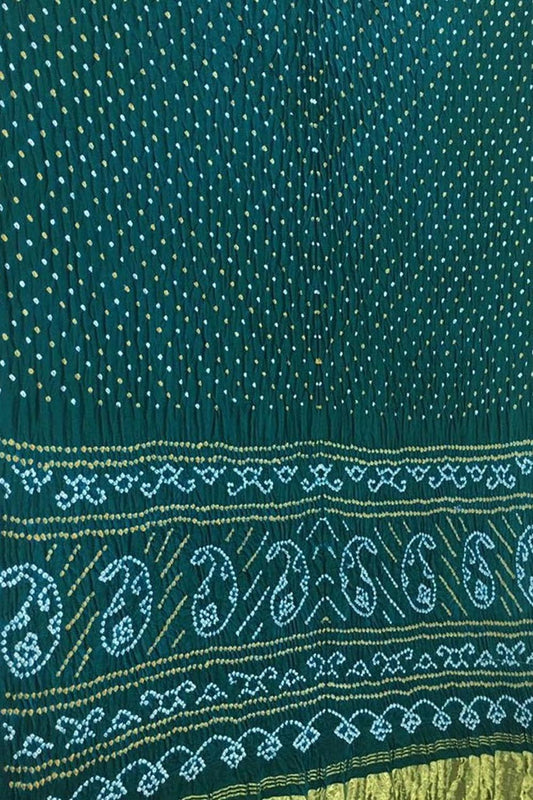 Green Bandhani Pure Gajji Silk Saree - Luxurion World