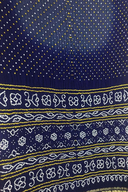 Blue Bandhani Pure Gajji Silk Saree - Luxurion World