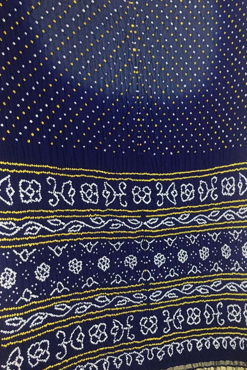 Blue Bandhani Pure Gajji Silk Saree - Luxurion World