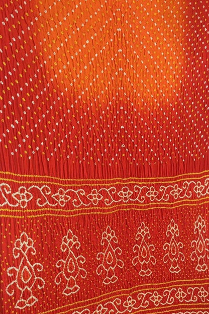 Orange Bandhani Pure Gajji Silk Saree - Luxurion World