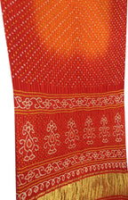 Orange Bandhani Pure Gajji Silk Saree - Luxurion World