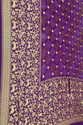 Purple Banarasi Bandhani Pure Georgette Figure Design Border Saree - Luxurion World