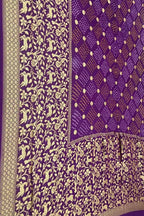 Purple Banarasi Bandhani Pure Georgette Figure Design Border Saree - Luxurion World