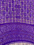 Purple Checks Bandhani Pure Gajji Silk Saree - Luxurion World