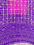 Purple Checks Bandhani Pure Gajji Silk Saree - Luxurion World
