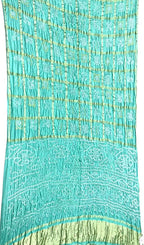 Blue Checks Bandhani Pure Gajji Silk Saree - Luxurion World
