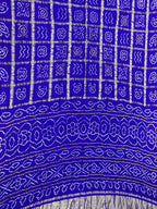 Blue Checks Bandhani Pure Gajji Silk Saree - Luxurion World