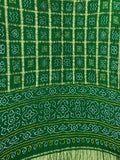 Green Checks Bandhani Pure Gajji Silk Saree - Luxurion World