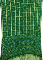 Green Checks Bandhani Pure Gajji Silk Saree - Luxurion World