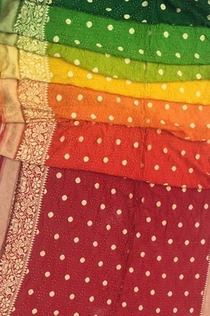 Multicolor Banarasi Bandhani Pure Georgette Saree - Luxurion World