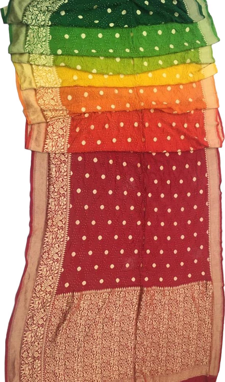 Multicolor Banarasi Bandhani Pure Georgette Saree - Luxurion World