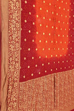 Orange And Red Banarasi Bandhani Pure Georgette Saree - Luxurion World