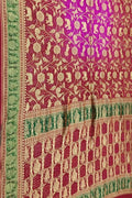 Pink And Red Banarasi Bandhani Pure Georgette Saree - Luxurion World