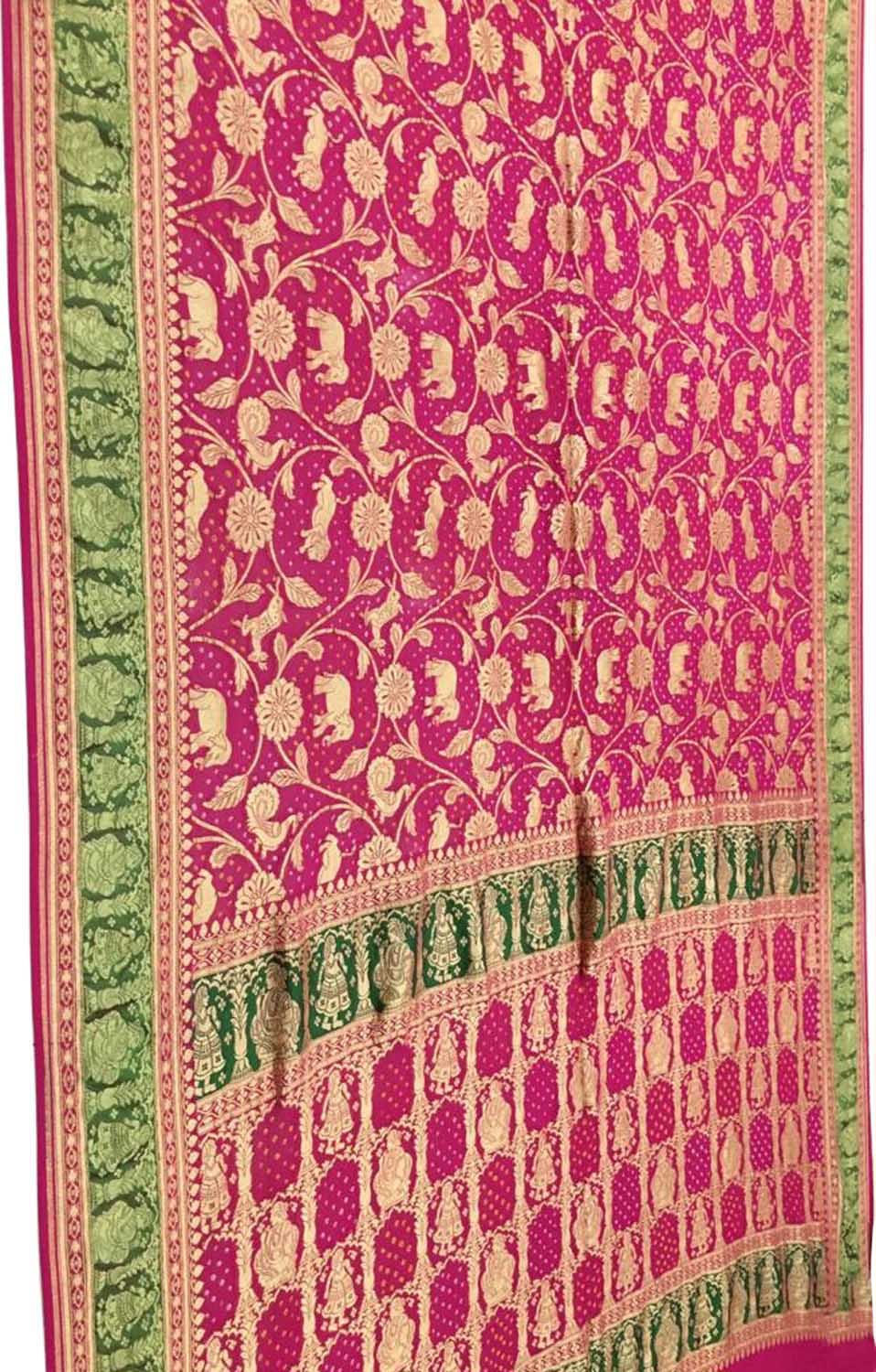 Pink Banarasi Bandhani Pure Georgette Saree - Luxurion World