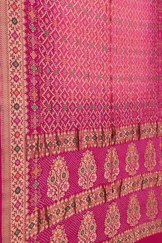 Elegant Pink Banarasi Bandhani Georgette Saree - Luxurion World