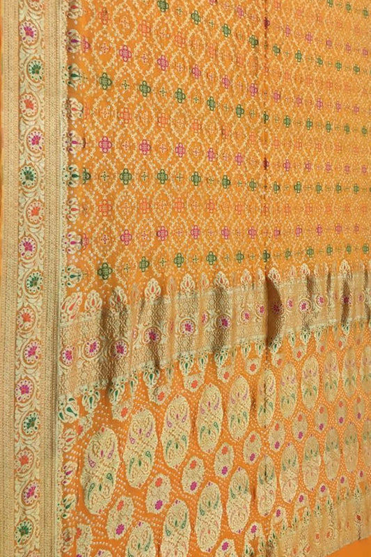 Yellow Banarasi Bandhani Pure Georgette Saree: Vibrant Elegance for Every Occasion - Luxurion World