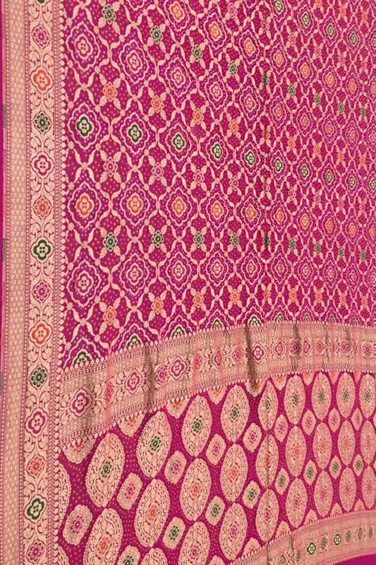 Elegant Pink Banarasi Bandhani Georgette Saree: A Timeless Classic
