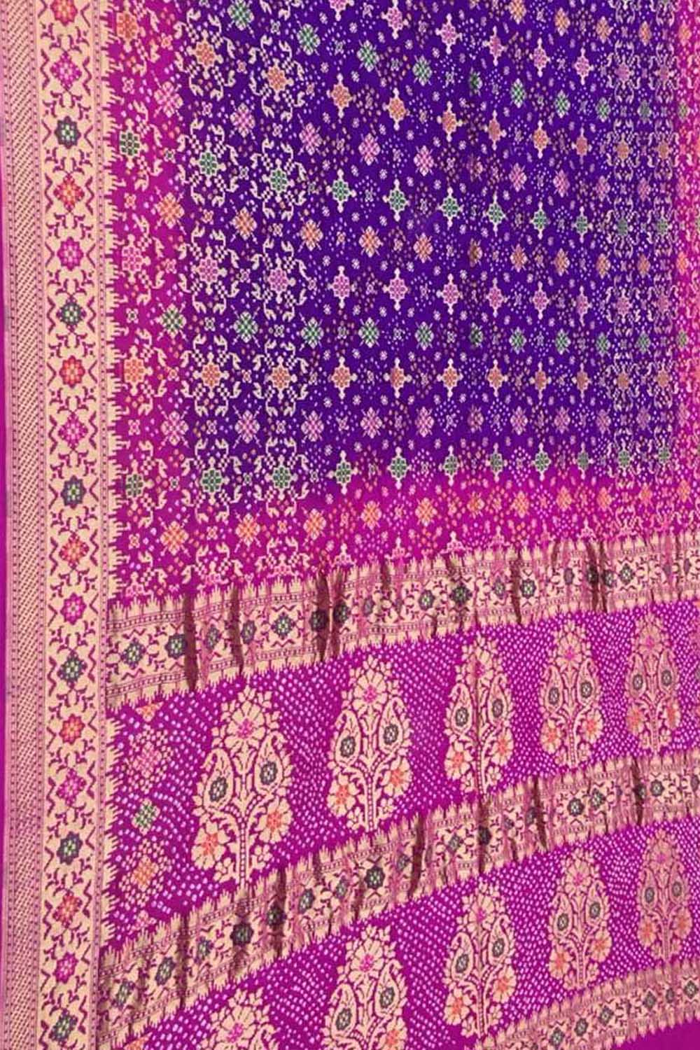 Exquisite Purple & Pink Banarasi Bandhani Georgette Saree: A Timeless Elegance - Luxurion World
