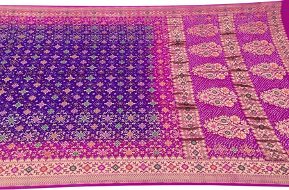 Exquisite Purple & Pink Banarasi Bandhani Georgette Saree: A Timeless Elegance - Luxurion World