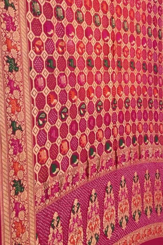 Elegant Pink Banarasi Bandhani Georgette Saree: A Timeless Classic