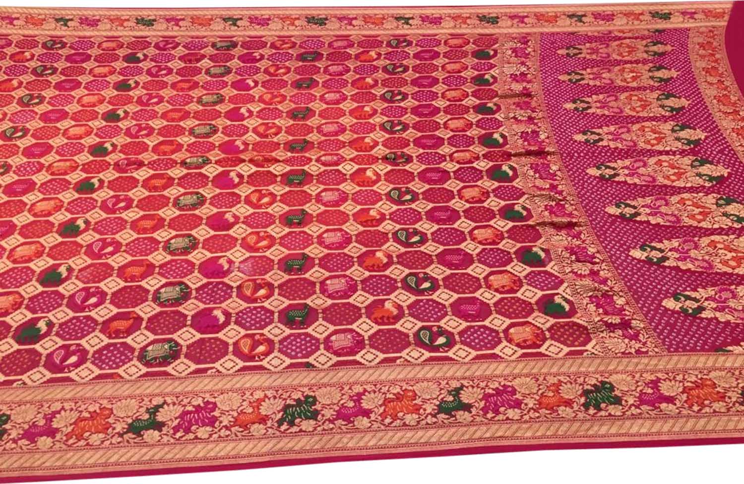 Elegant Pink Banarasi Bandhani Georgette Saree: A Timeless Classic - Luxurion World