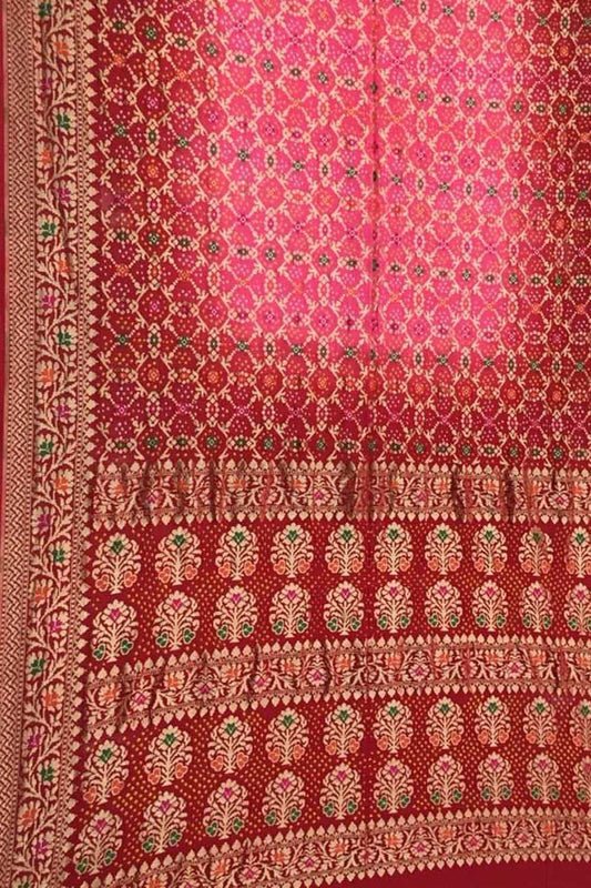 Stunning Pink & Red Banarasi Bandhani Georgette Saree: A Timeless Classic