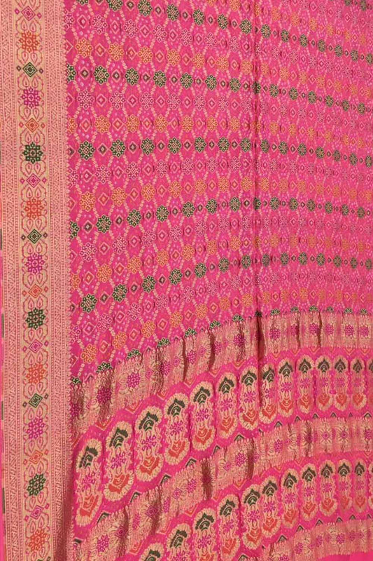 Elegant Pink Banarasi Bandhani Meenakari Georgette Saree - Luxurion World