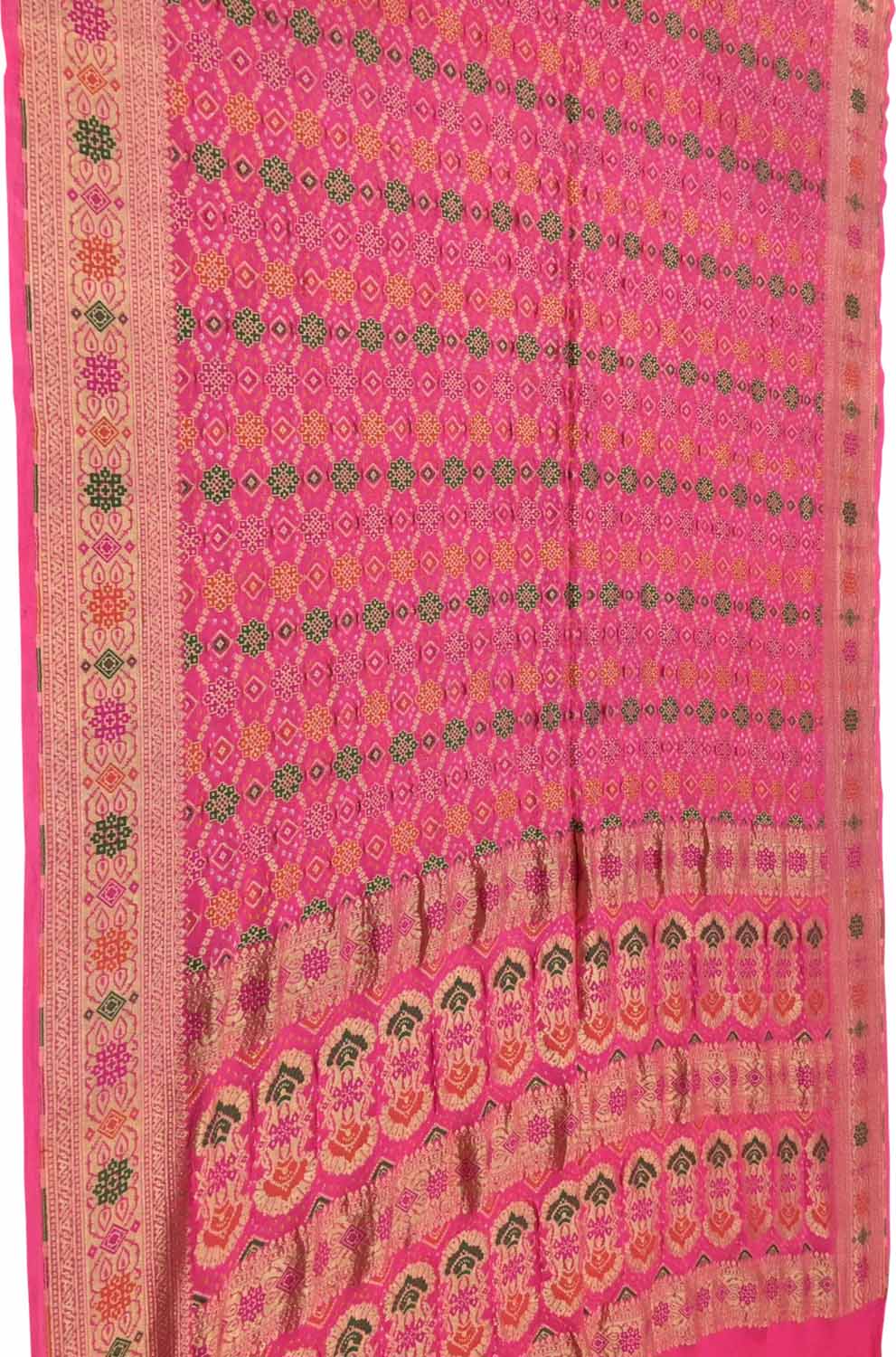 Elegant Pink Banarasi Bandhani Meenakari Georgette Saree - Luxurion World