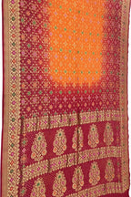 Vibrant Orange & Red Banarasi Bandhani Meenakari Georgette Saree - Luxurion World