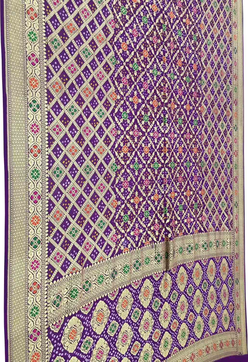 Elegant Purple Banarasi Bandhani Meenakari Georgette Saree - Luxurion World