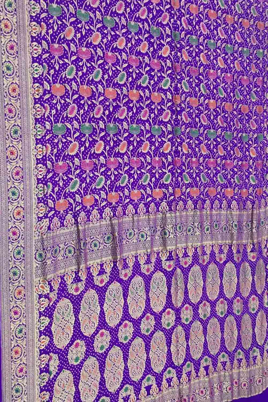 Elegant Purple Banarasi Bandhani Meenakari Georgette Saree
