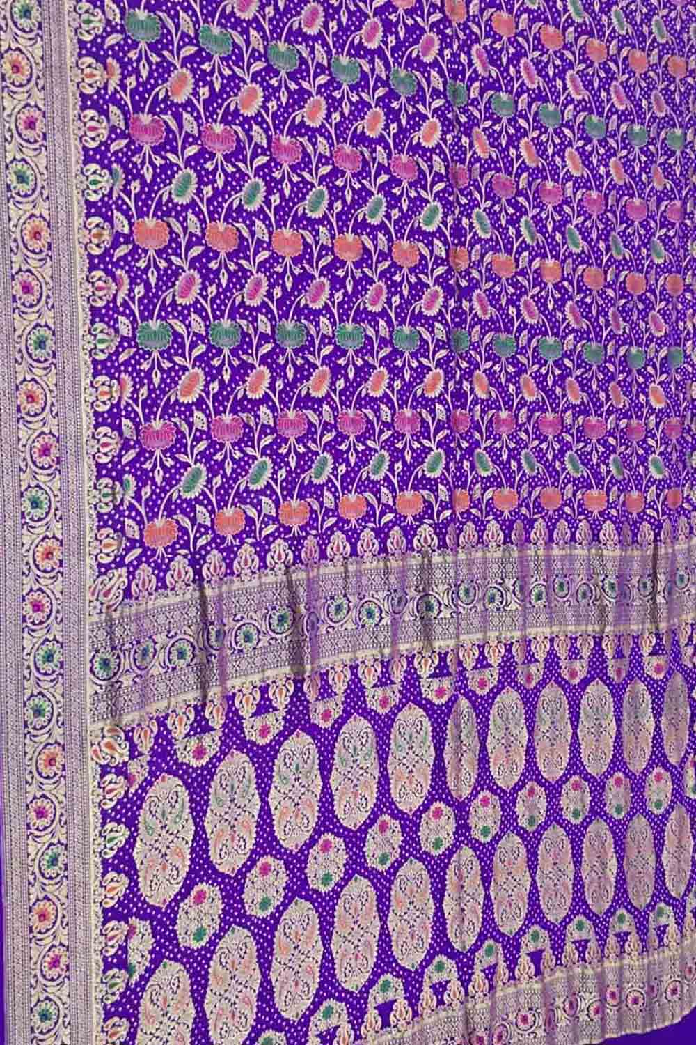 Elegant Purple Banarasi Bandhani Meenakari Georgette Saree - Luxurion World