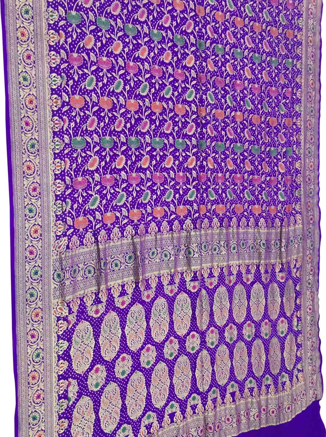 Elegant Purple Banarasi Bandhani Meenakari Georgette Saree - Luxurion World